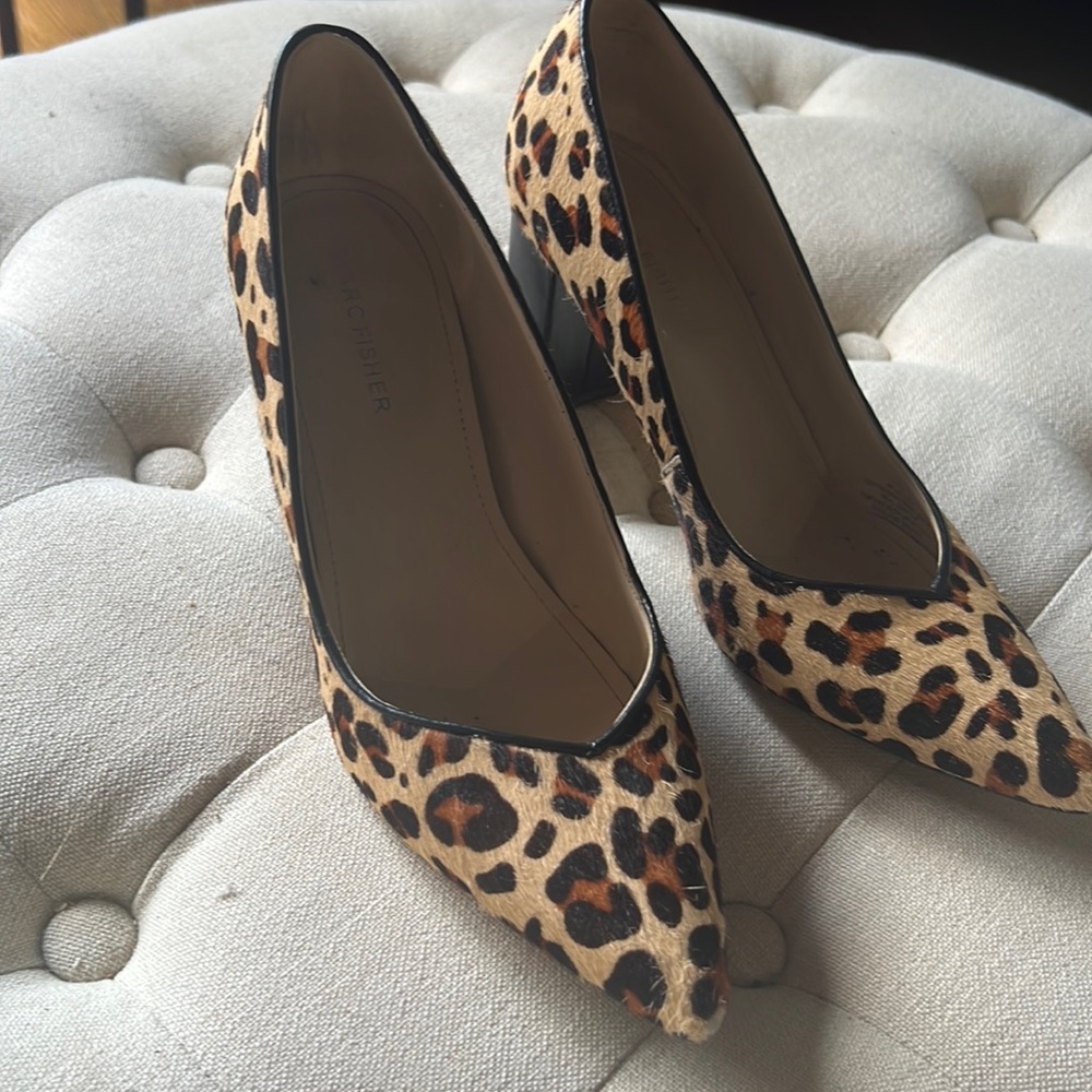 Marc Fischer Cheetah Pony Hair Block Heels